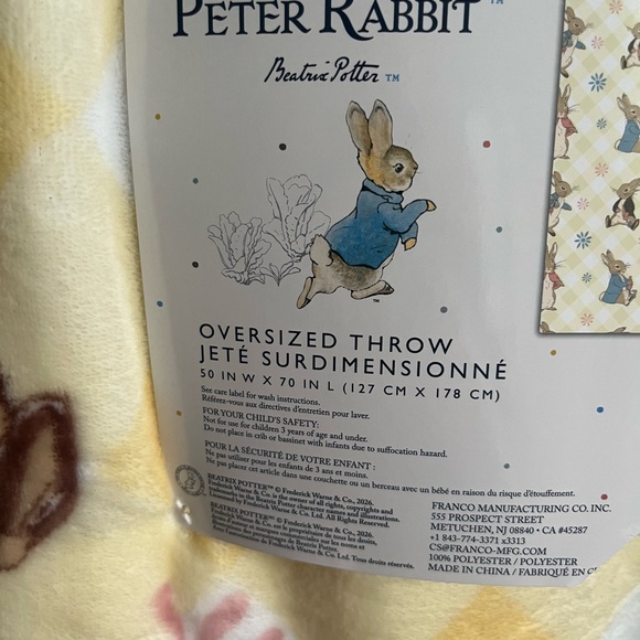 Peter Rabbit Easter/ Spring Floral Blanket - Picture 2 of 3